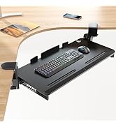 Supcline Keyboard Tray Under Desk with 60° Swivel C-Clamp &amp; Height Adjustment for Corner Desk, 25...