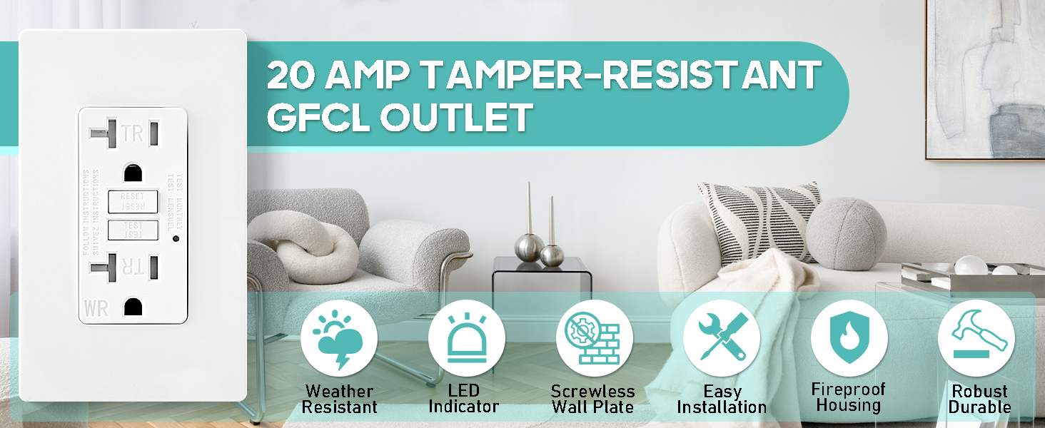 20 amp gfci outlet white
