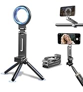 Jkoailiwi Magnetic Phone Tripod Stand for 17 iPhone 16 15 Pro Max, 360° Adjustable for MagSafe Tr...