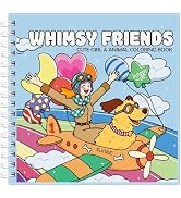 Whimsy Friends Adult Coloring Book for Relaxation - Gentle Symbiosis of Girl and Animal Soothing ...
