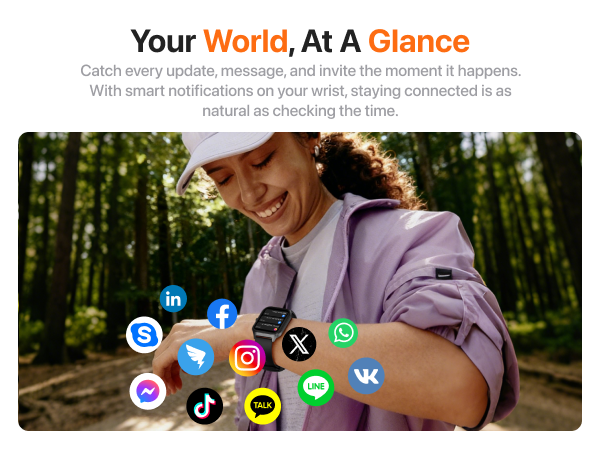 Smart watch smart nofitication alert function that can inform you of social media.