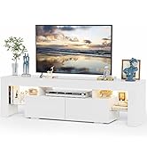 JUMMICO TV Stand with LED Lights, Modern Entertainment Center Media and Open Shelf Console Table ...
