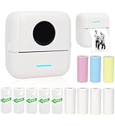 Vicbear Mini Portable Printer, Inkless Sticker Printer with 12 Rolls Paper, Mini Thermal Printer ...