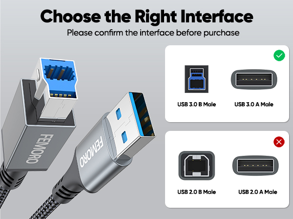 usb a to b 3.0 cable 10 ft