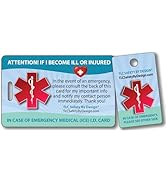Medical ICE Alert in Case of Emergency I.D. Identification Plastic Wallet Card and Keytag with Em...