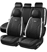 CAR PASS Shining Rhinestone Bling Seat Covers &Nappa Leather Calfskin Cushioned Protector, Waterp...