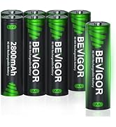 BEVIGOR 8 Pack AA Rechargeable Batteries 1500 Cycle,2800 mAh High Capacity 1.2V NiMH Low Self Dis...