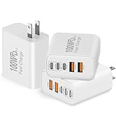 QZIIW USB C Wall Fast Charger Block, 100W 5-Port Type C Fast Charging Block 3 Pack-PD Power Charg...