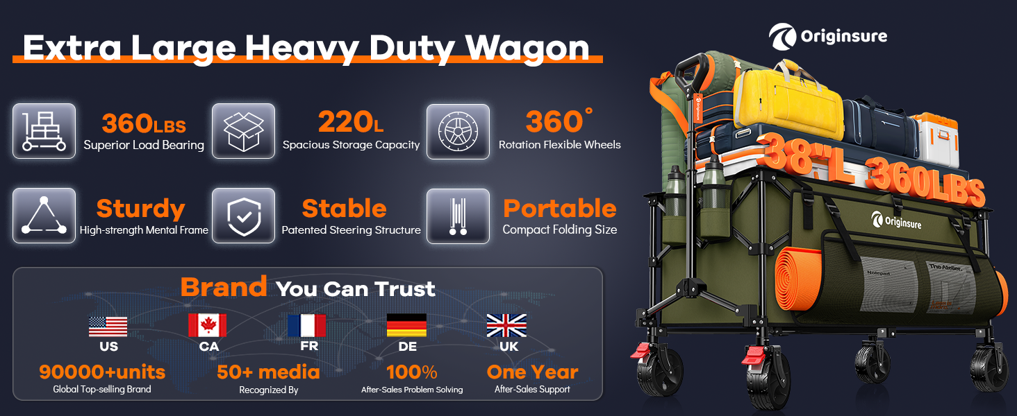 Collapsible Portable Beach Wagon with All-Terrain Big Wheels