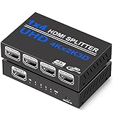 HDMI Splitter 1 in 4 Out, 4K HDMI Splitter V1.4b Powered Audio Video Distributor Duplicate/Mirror...