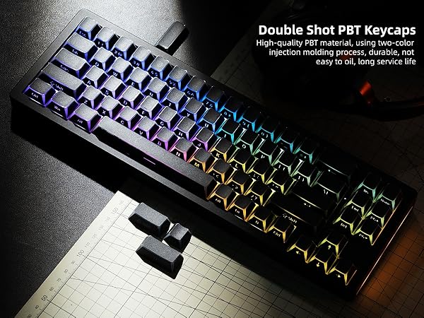 PBT Shine Through Keycaps Manga White, OEM Profile Side Printed Custom Key caps