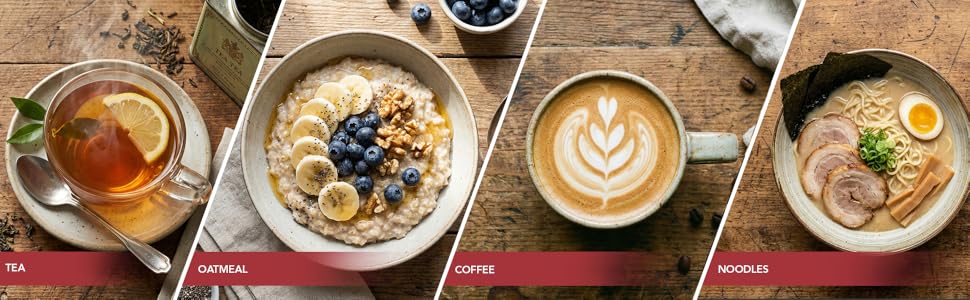 tea oatmeal coffe noodles