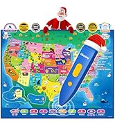 Qiaojoy V2 Interactive Kids Map Bilingual United States Map for Kids Learning, Educational Talkin...