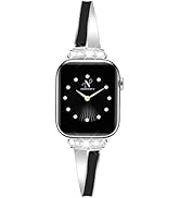 Newlibery Silver Slim Band for Women Compatible with Apple Watch 38mm 40mm 41mm 42mm(S10/11) Desi...