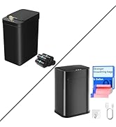 FRESHLIX 2Pack Touchless Motion Sensor Trash Cans 2.6 &amp; 6 Gallon Black Smart Automatic Garbage ca...