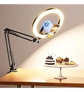 Magnetic Overhead Ring Light for Desk, 10” Selfie Light with Stand Tripod for iPhone, Adjustable ...