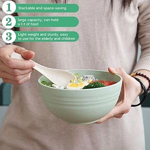 Unbreakable Cereal Bowls - 24 OZ Wheat Straw