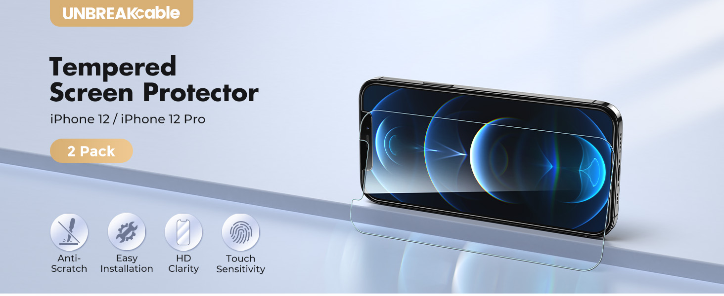 hatterproof Tempered Glass Screen Protector for iPhone 12