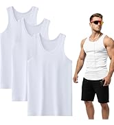 Premium Ultra-Soft Cotton Fitted Tank 3 Packs, Men's Tank Top Undershirts Moisture Wicking Breath...