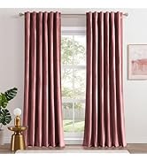 Topfinel Dusty Rose Velvet Blackout Curtains 84 Inch Long,Room Darkening Thermal Insulated Spring...