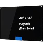 FORTUNO Magnetic Glass Whiteboard 48" x 36" Glass Dry Erase Board, 4' x 3' Wall Mounted Frameless...