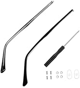 Mobestech 1 Pair Universal Glasses Replacement Temples Fashion Eyeglasses Metal Arms Legs (Black)
