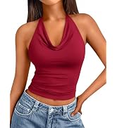 Trendy Queen Summer Tops for Women 2025 Going Out Cute y2k Shirts Halter Cowl Neck Backless Basic...