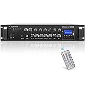 Sound Town 360W 6-Zone 70V/100V Commercial Power Amplifier with Bluetooth, Optical, Phantom Power...