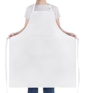 NLUS Extra Large Aprons for Men, Adjustable White Chef Apron for Men Kitchen Cooking Aprons for W...