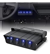 Nilight 4 Gang Rocker Switch Box Waterproof SPST Toggle Panel Blue LED 12V 24V 20A 40Amp Max for ...