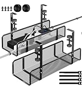 Under Desk Cable Management Tray, Wire Management Desk Cable Organizer Cable Management Box, Cord...