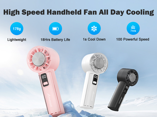 amacool handheld turbo fan with cooling compress