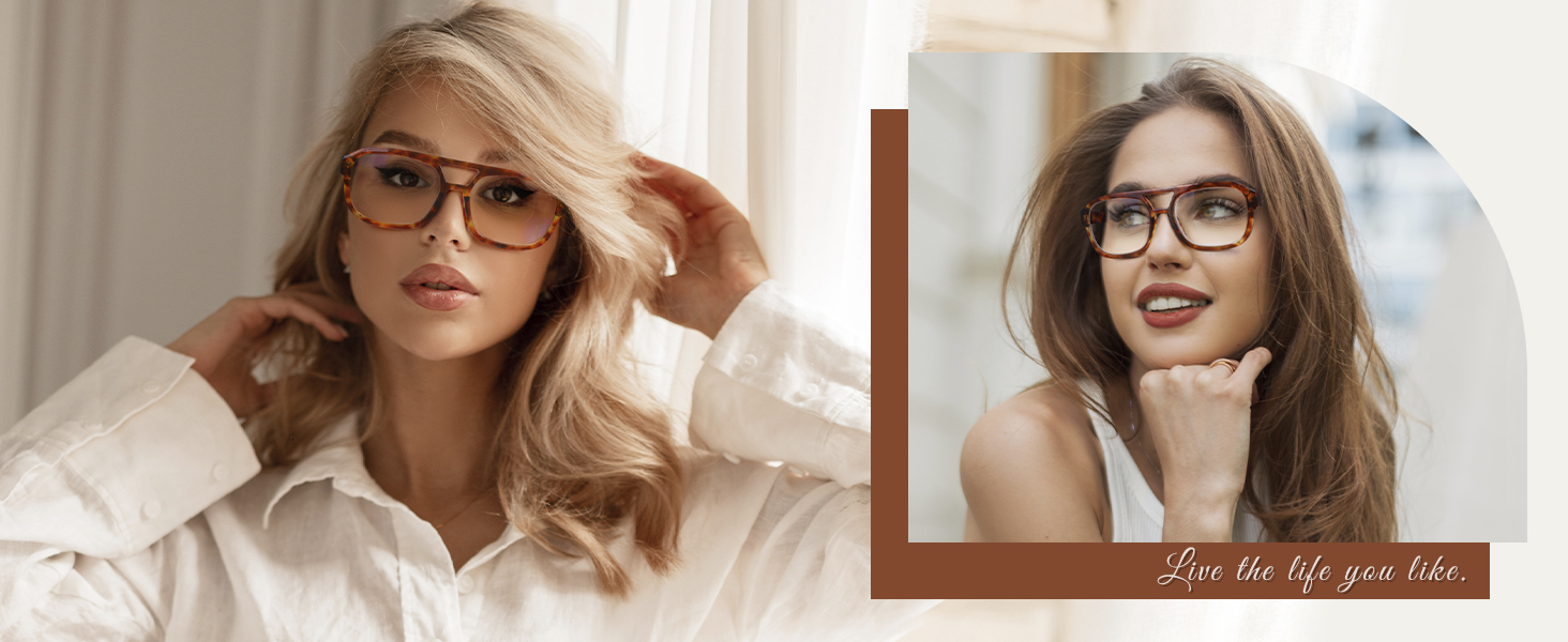 dual-bridge chic womens anti blue light eyewear glasses gaming glasses anti eye strain headache