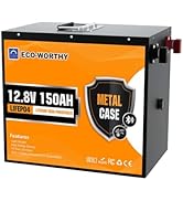 ECO-WORTHY 12V 150Ah Metal Shell LiFePO4 Lithium Battery with Bluetooth, Low-Temp Protection, Rec...