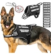 MOOGROU Service Dog Vest Harness+ID Tag+10 Patches,Metal Serivce Dog Tag&amp;Reflective Emotional Sup...