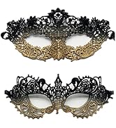 TFTSR Masquerade Masks for Women Couples,Men Mardi Gras Mask,Girls Black Gold Lace Eyes Costume,A...