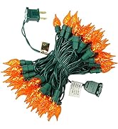 BOHON Orange Lights Halloween String Lights 19Ft 70 LEDs UL Certified Christmas Lights Green Wire...