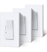 BESTTEN 3 Pack Super Slim Digital Dimmer Light Switch, Quiet Rocker, Max 300W LED, CFL, 600W Inca...