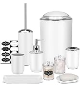 White Bathroom Set,9 Piece Bathroom Accessories Set,Tray,Soap Dispenser,Toothbrush Holder,Toothbr...