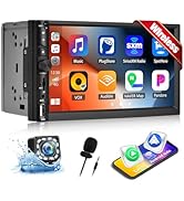[Upgrade Wireless] Double Din Car Stereo with Wireless CarPlay Wireless Android Auto 7 Inch Car A...