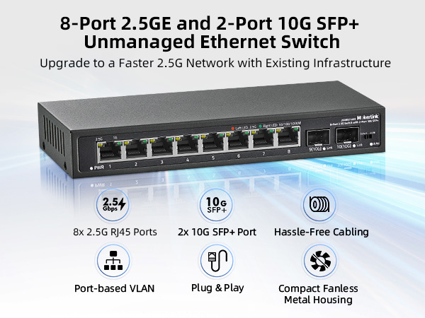 8-Port 2.5G Ethernet Switch with 2-Port 10G SFP+