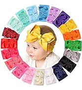 20pcs 6 Inches Baby Girls Big Bows Headbands Elastic Nylon Hairbands Turban Hair Accessories for ...