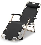 MoNiBloom Folding Reclining Lounge Chair Fixed 135° Angles Outdoor Chairs with Adjustable Headres...