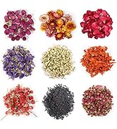 9 Bags Dried Flowers,100% Natural Dried Flowers Herbs Kit for Soap Making, DIY Candle Making,Bath...
