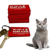 Jowxsx Dog Cat are Home Alone Alert Key Tags Pet Contact Keychain Alert Keychain Dog ID Tag and C...