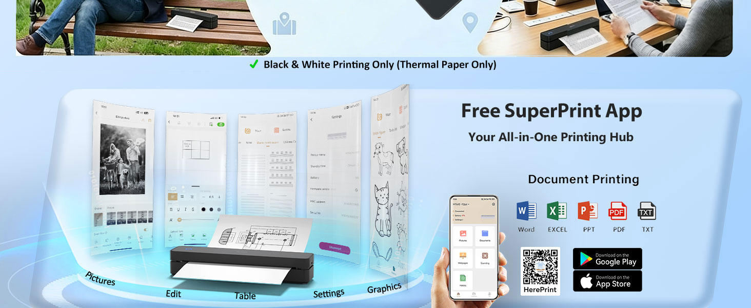 JCMT610203 Inkless Portable Printer