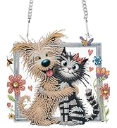 JISHSHAY Diamond Art Hanging Kits Diamond Painting Suncatcher Wind Chime Pendant Dog Cat