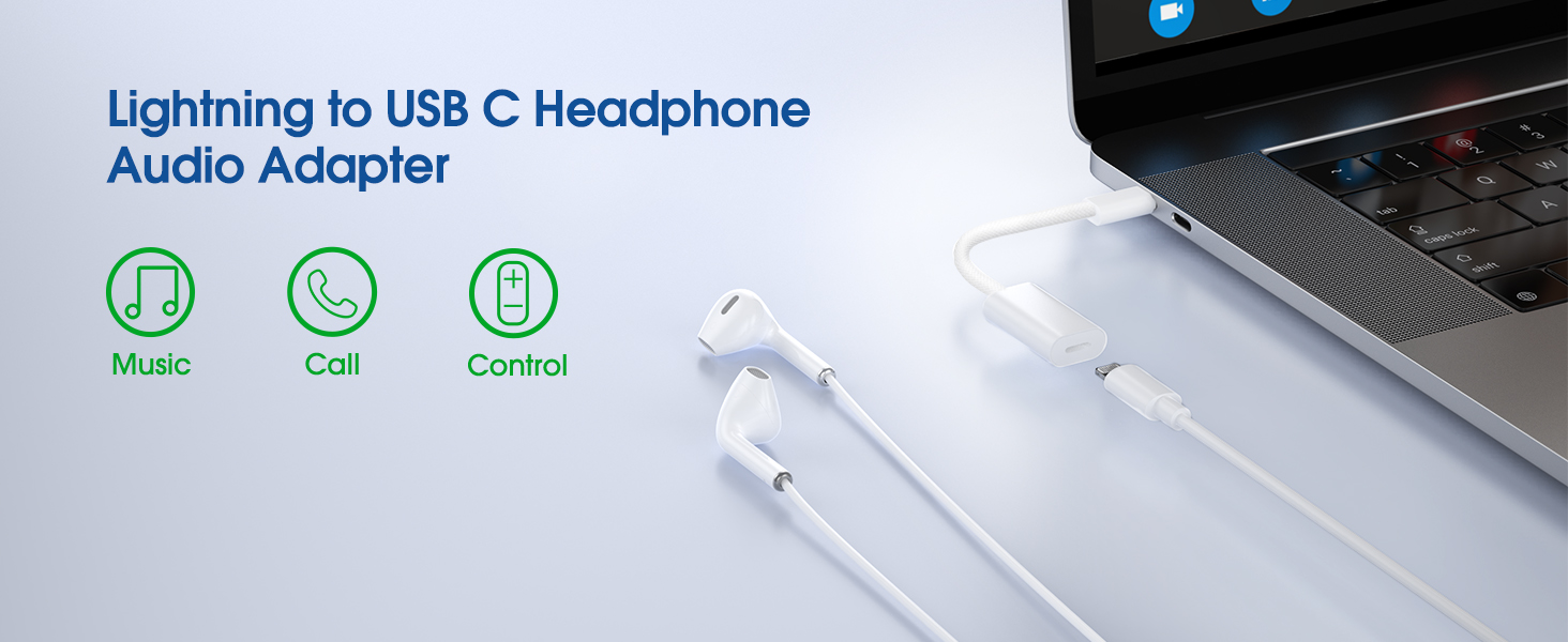 TechMatte Lightning to USB C Audio Adapter Cable