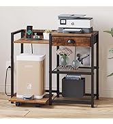 Furist Printer Stand with Storage, Mobile Printer Table with Charging Station and USB Port for Ho...