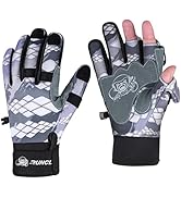 RUNCL Fishing Gloves Winter Warm RAGUEL, Touchscreen Outdoor Fishing Gloves, Neoprene 3 Cut Finge...